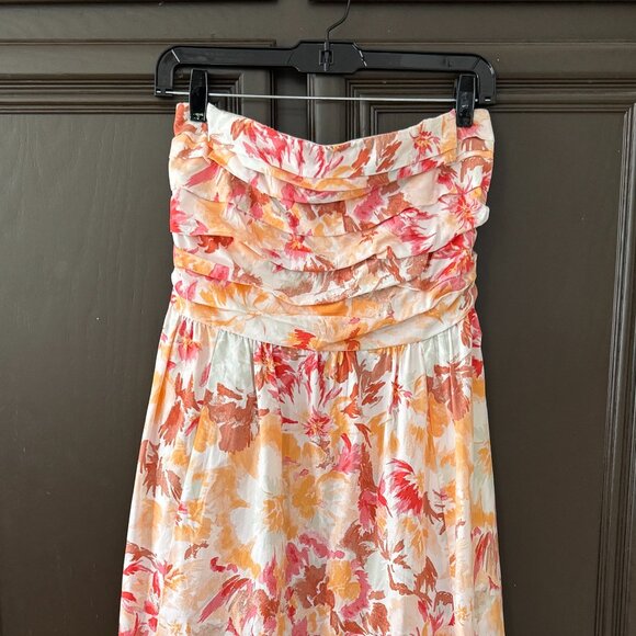 Abercrombie & Fitch Poplin Strapless Midi Floral Dress - Medium Tall - Picture 2 of 4